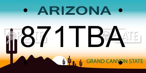 871TBA Arizona License Plate
