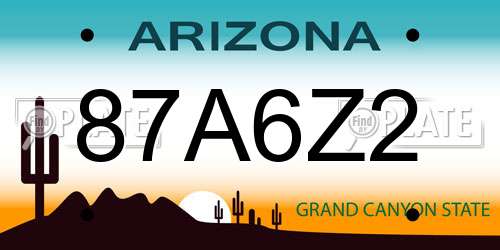 87A6Z2 Arizona License Plate