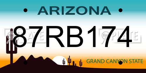 87RB174 Arizona License Plate
