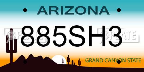 885SH3 Arizona License Plate