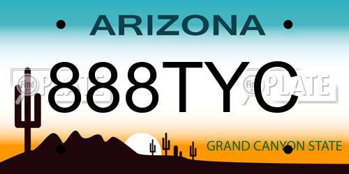 888TYC Arizona License Plate