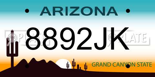 8892JK Arizona License Plate