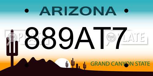 889AT7 Arizona License Plate