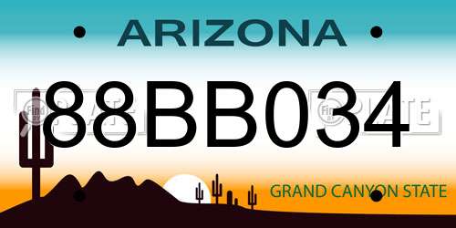 88BB034 Arizona License Plate