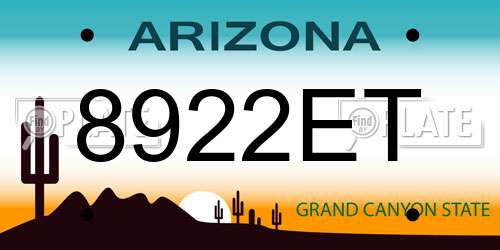 8922ET Arizona License Plate