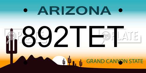 892TET Arizona License Plate