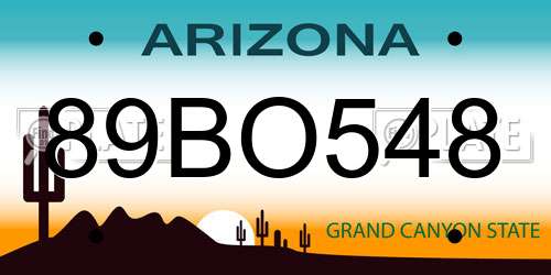 89BO548 Arizona License Plate
