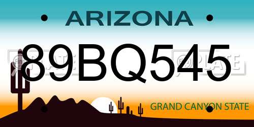 89BQ545 Arizona License Plate