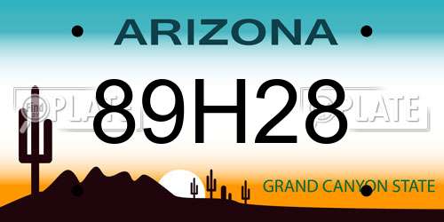 89H28 Arizona License Plate