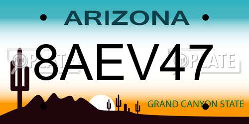 8AEV47 Arizona License Plate