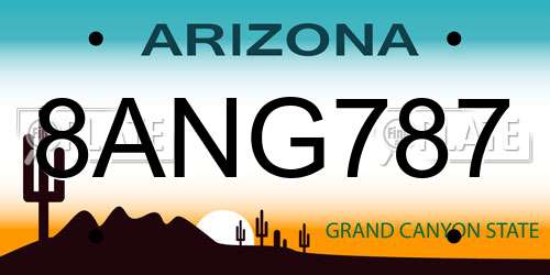 8ANG787 Arizona License Plate