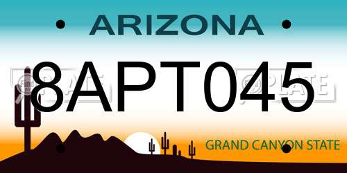 8APT045 Arizona License Plate
