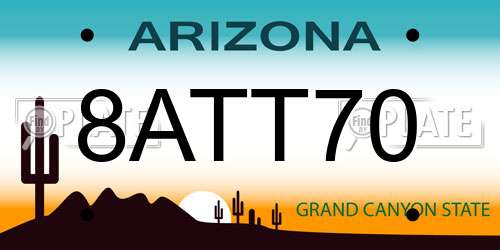 8ATT70 Arizona License Plate