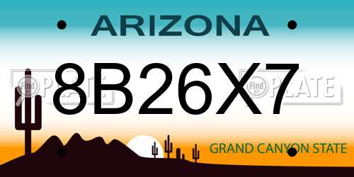 8B26X7 Arizona License Plate
