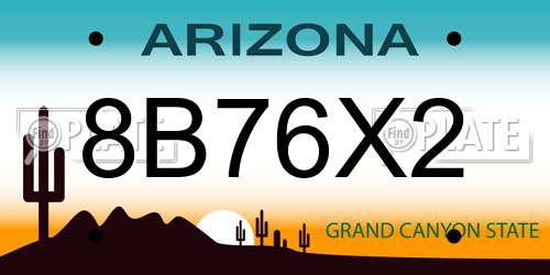 8B76X2 Arizona License Plate