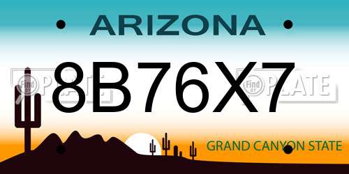 8B76X7 Arizona License Plate