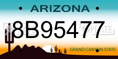 8B95477 Arizona License Plate