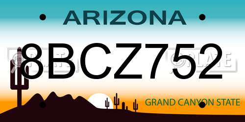 8BCZ752 Arizona License Plate