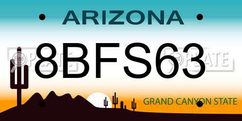 8BFS63 Arizona License Plate