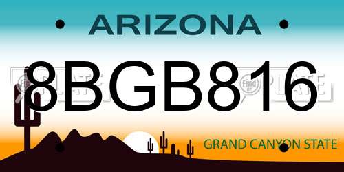 8BGB816 Arizona License Plate