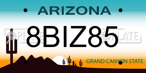 8BIZ85 Arizona License Plate