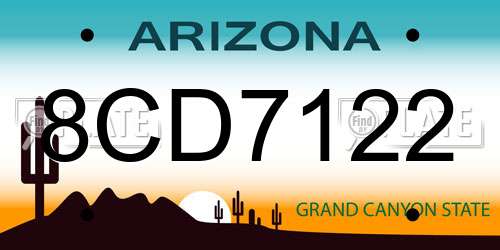 8CD7122 Arizona License Plate