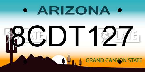 8CDT127 Arizona License Plate