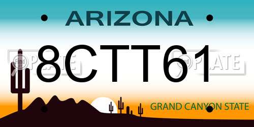 8CTT61 Arizona License Plate