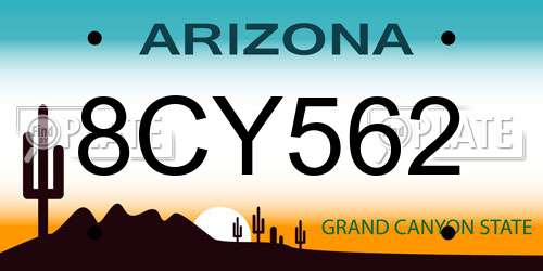 8CY562 Arizona License Plate