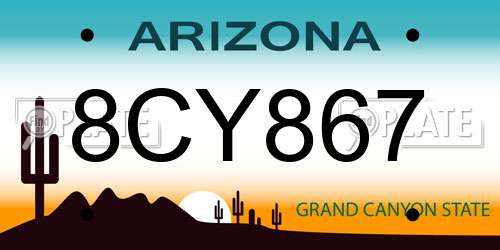 8CY867 Arizona License Plate