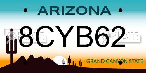 8CYB62 Arizona License Plate