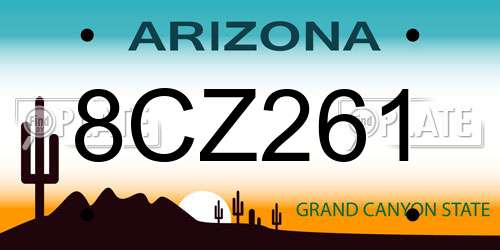 8CZ261 Arizona License Plate