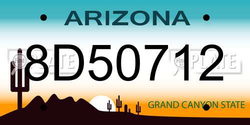 8D50712 Arizona License Plate