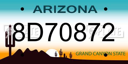 8D70872 Arizona License Plate