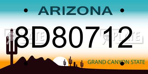 8D80712 Arizona License Plate
