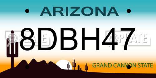 8DBH47 Arizona License Plate