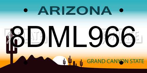 8DML966 Arizona License Plate