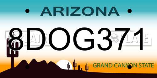 8DOG371 Arizona License Plate
