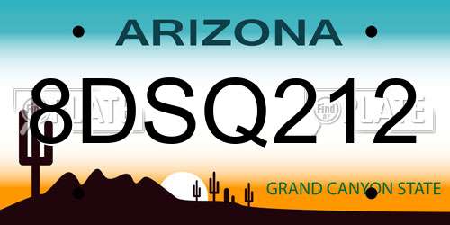 8DSQ212 Arizona License Plate