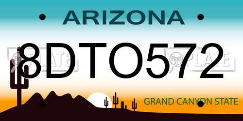8DTO572 Arizona License Plate