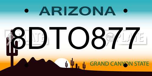8DTO877 Arizona License Plate