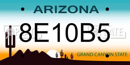 8E10B5 Arizona License Plate