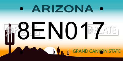8EN017 Arizona License Plate