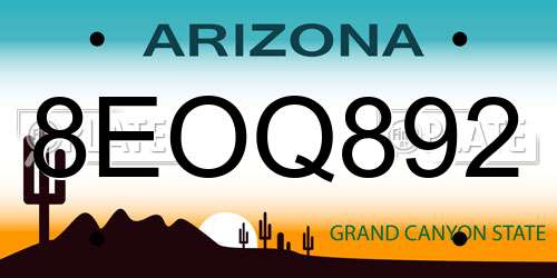 8EOQ892 Arizona License Plate