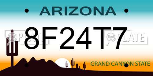 8F24T7 Arizona License Plate