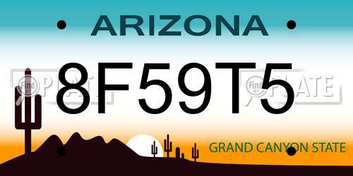 8F59T5 Arizona License Plate