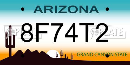 8F74T2 Arizona License Plate