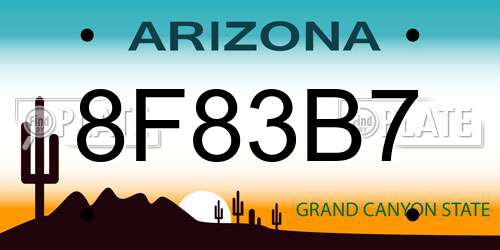8F83B7 Arizona License Plate