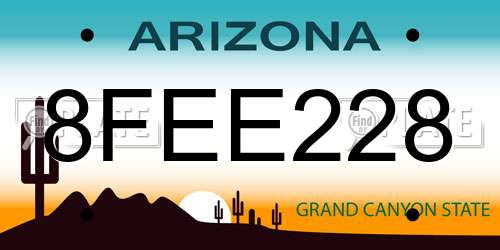 8FEE228 Arizona License Plate