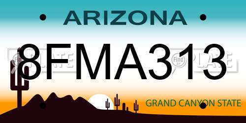 8FMA313 Arizona License Plate